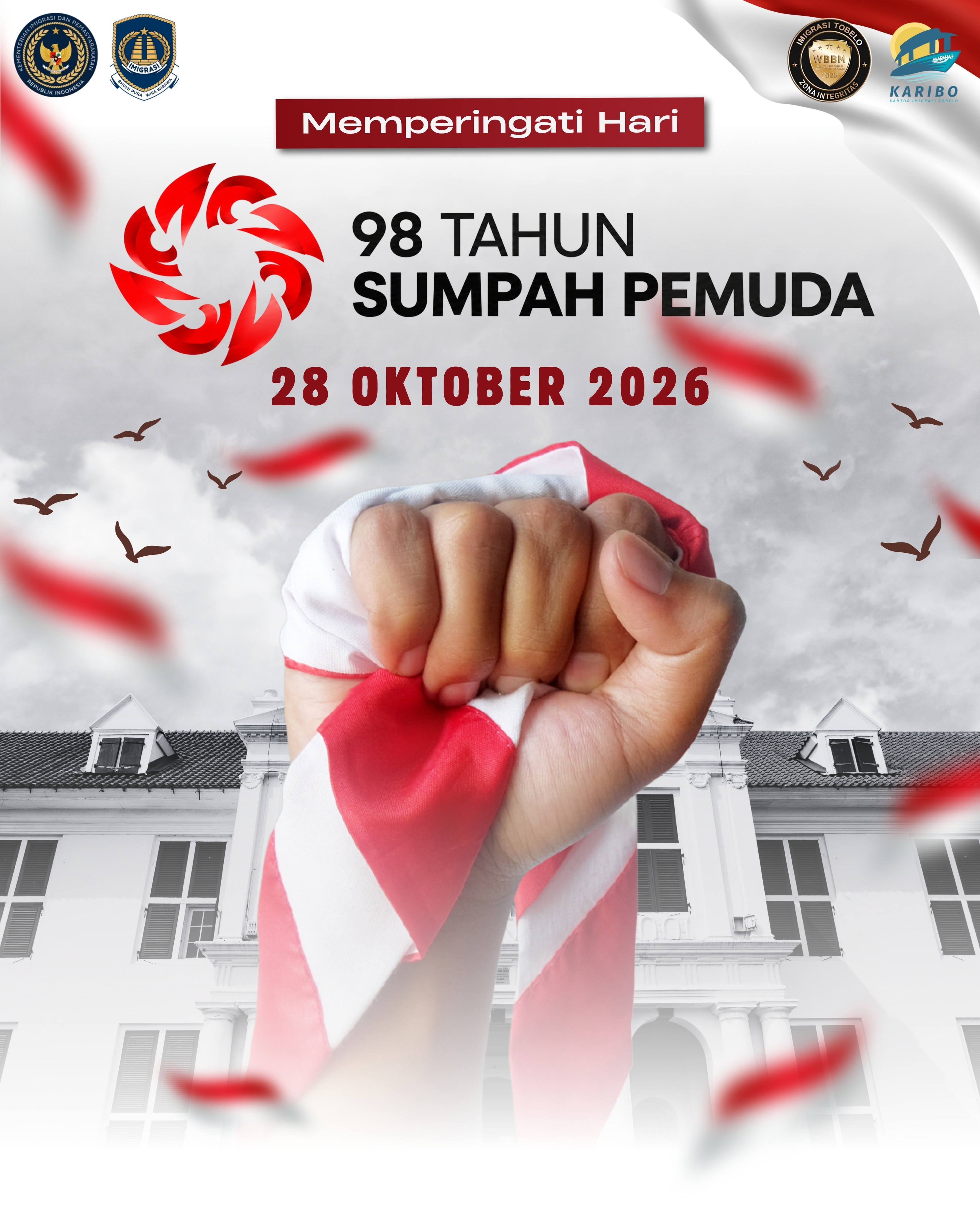 Patriotik, Gigih, Berempati: Pemuda untuk Indonesia!
Sumpah Pemuda bukan hanya diucap, tapi dijalani. Mari kita teruskan perjuangan para pendahulu dengan menolak kemalasan, dan menebar karya untuk kejayaan bangsa. Pemuda adalah energi perubahan - mari jadikan semangat persatuan sebagai bahan bakarnya!
#kemenimipas #ditjen_imigrasi #reelsinstagram #fypviral #paspor #paspormudah #imigrasitobelo #imigrasi #imigrasiindonesia #SumpahPemuda #HariSumpahPemuda #PemudaIndonesia